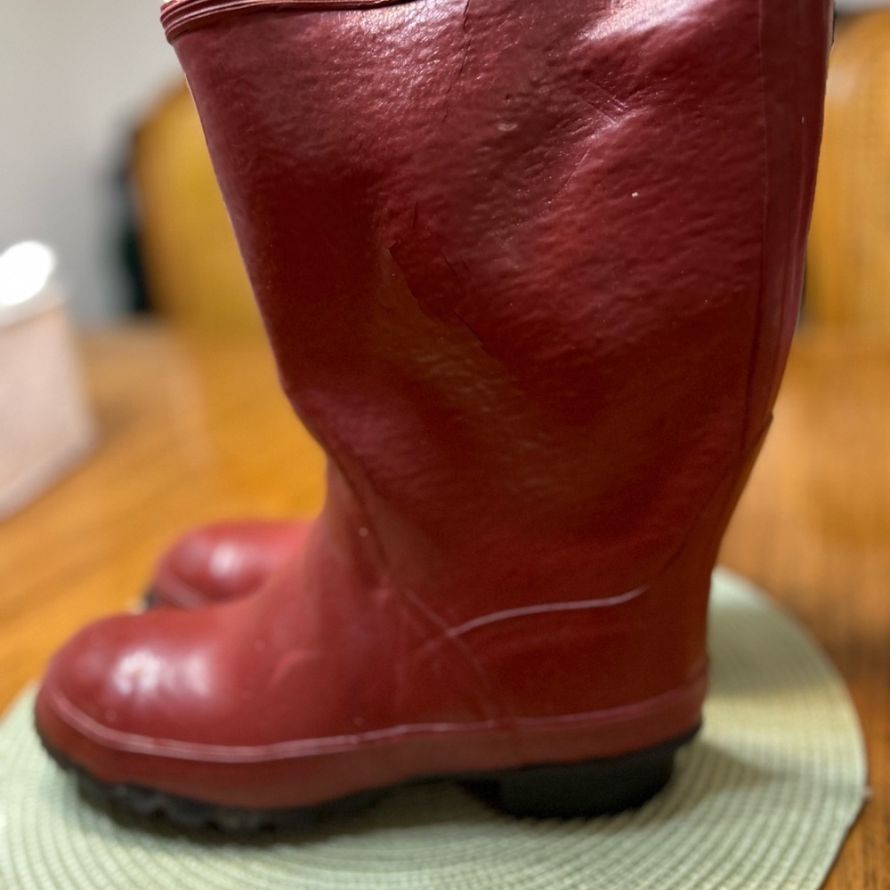 Vintage Lehigh Steel Toe Boots Mens 7 Red Ranger Rubber Safety Sherpa Lined - Picture 6 of 14